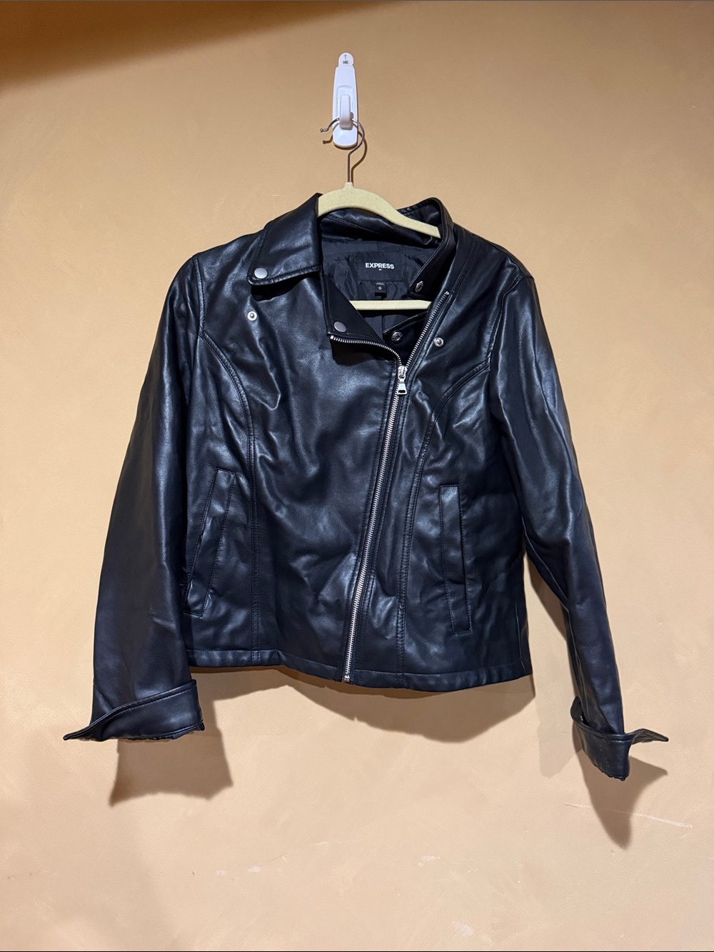 Express Black Faux Leather Asymmetrical Moto Jacket Size Medium